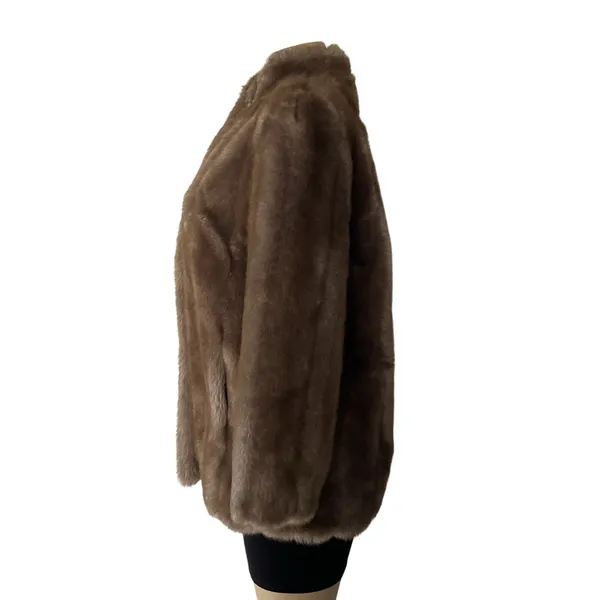 Vintage Made in USA Brown Faux Fur Coat Women’s Jacket Long - Image 4