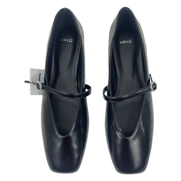 Mango Jewel Strap Glossy Mary Jane Ballet Flats Black Women Size 39/ 8.5 - Image 3
