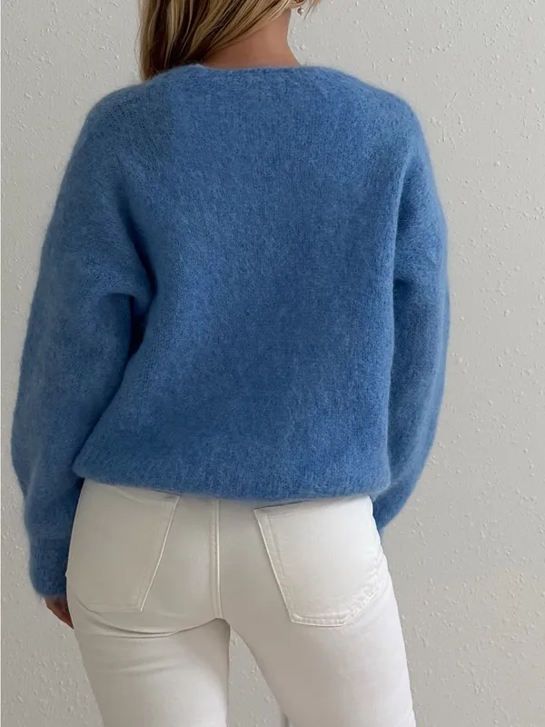 Easy Clothes Blue Kid Mohair Blend Fuzzy Sweater Self Love Club - Image 2
