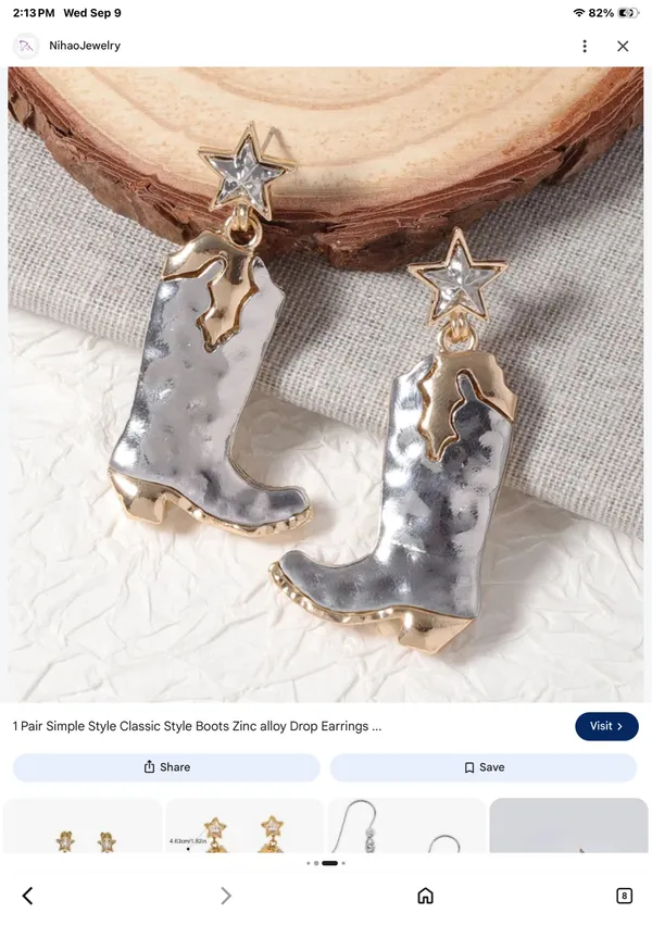Cowboy Boot Drop Earrings - Image 2