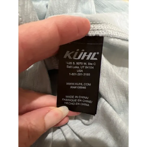 Kuhl Sona Light Blue V Neck Slub Top Short Sleeve Outdoor Casual Classic Upf 30 - Image 5