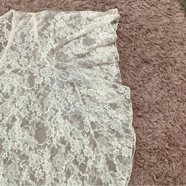 Rock‎ Candy Coquette Pastel Pink Lace Sheer Ruffle Blouse Size Small - Image 3