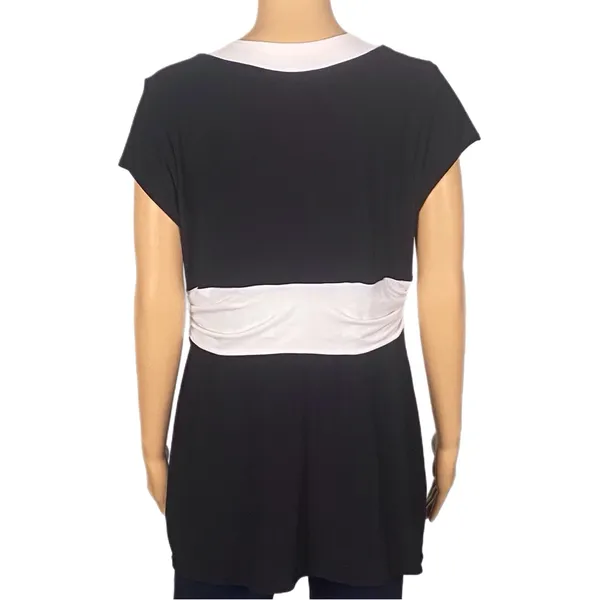 WHITE HOUSE BLACK MARKET Black/White Color-Block Tunic Top Made in USA Size XL - Image 10