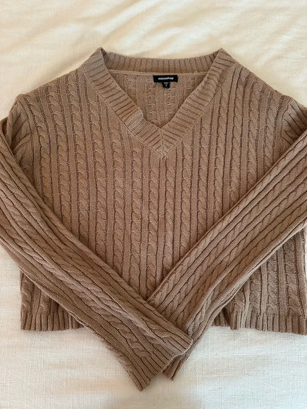 Cable Knit Sweater Tan - Image 4