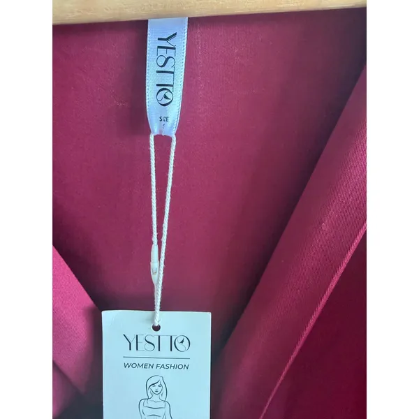 YESTTO Burgundy‎ Ruched Deep V-Neck Flutter Sleeve Bodycon Mini Dress Small NWT - Image 4