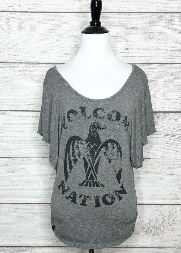 Volcom Nation Gray & Black Flutter Sleeve Skate T-shirt Women’s Size Medium - Image 8
