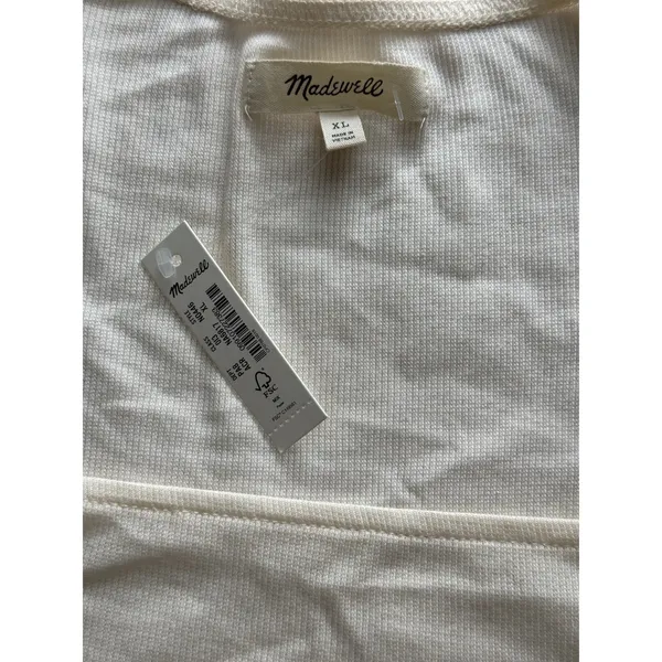 Madewell NWT Angled Neck Long‎ Sleeve Top Women's XL Antique Cream Beige - Image 5