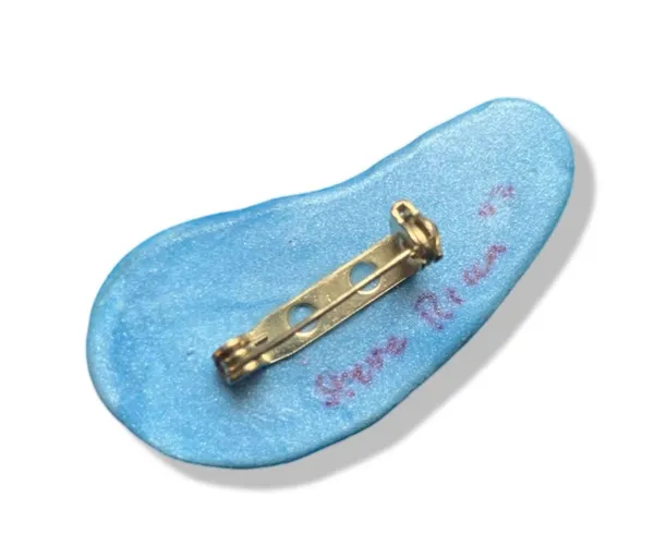 Fimo Clay Flip Flop Pin 2” Blue - Image 2