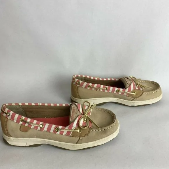 Sperry Top‎ Sider Angelfish Boat Shoes Women 6 Leather Cream Pink Nautical Flats - Image 2
