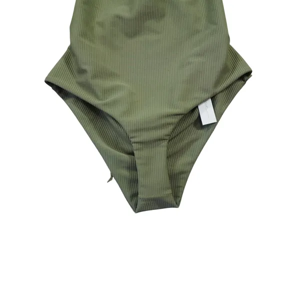 Juillet Georgia One Piece Swimsuit Sage Rib Olive Green Plunge V-Neck Size L NWT - Image 4