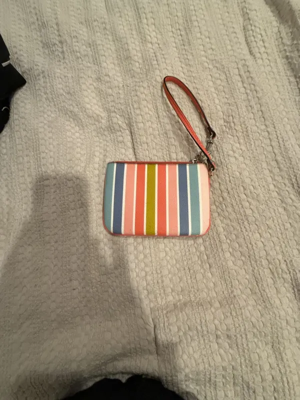 Coach Multicolored Striped Leather Wristlet Clutch - Image 3
