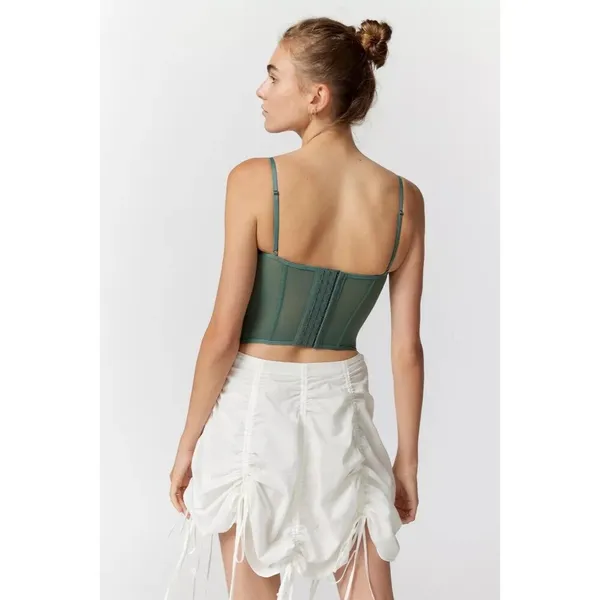 Urban Outfitters Modern Love Corset Slate Dark Green L Fairy Grunge Whimsy Lace - Image 4