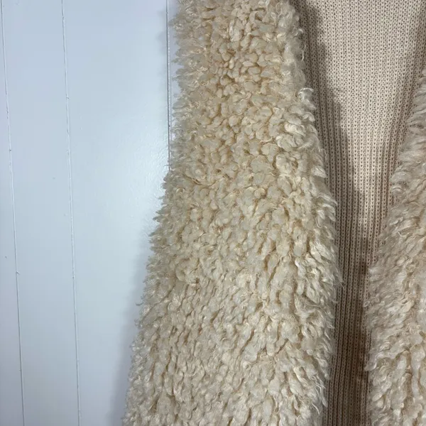 Terra & Sky Beige Tan Fuzzy Sherpa Knit Back Sleeveless Vest Plus Size 2X 20W 22 - Image 2