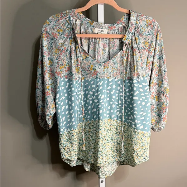 Umgee Boho Patchwork Blouse‎ – Size Small - Image 3