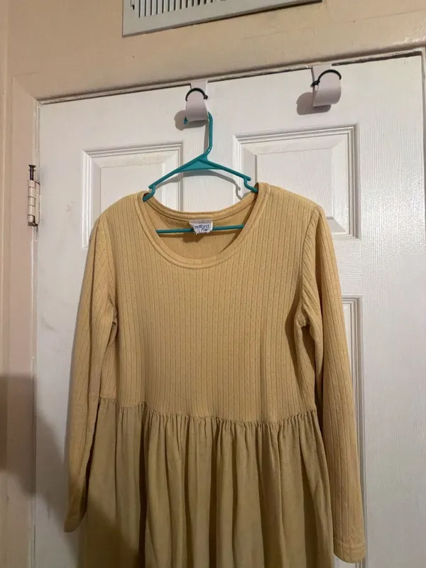 Bedford Fair Vintage Yellow Long Sleeve Ribbed Knit Bodice Maxi Dress - Image 5
