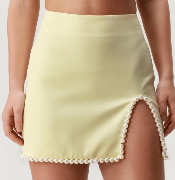 Yellow Pearl Nasty Gal Mini Skirt - Image 2