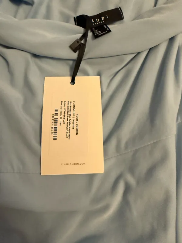 Powder Blue Twisted Asymmetric Maternity Maxi Dress - Image 4