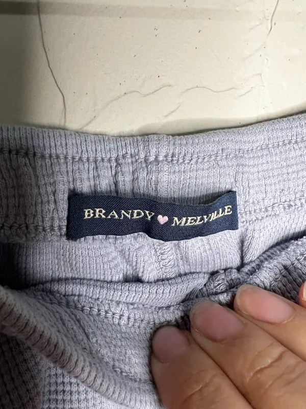 Brandy Melville‎ Summer Thermal Waffle Knit Blue Gray Short Shorts - Image 5