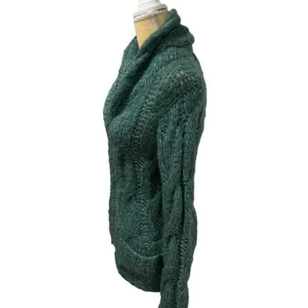 Anthropologie Sleeping‎ on Snow Green Knit Wool Blend Zipup Jacket Cabin Cozy S - Image 8