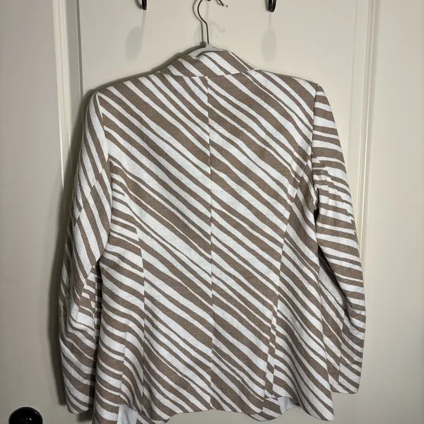 Ann Taylor Women Size 6 Animal Zebra Print Blazer‎ Lined Neutral Single Button - Image 8