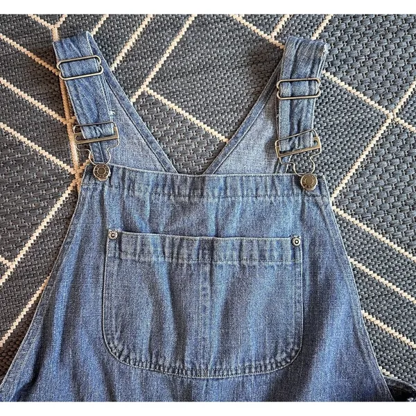 Vintage 90's Crazy Horse Liz Claiborne Women's Denim Overalls Crop Raw Hem Blue - Image 14