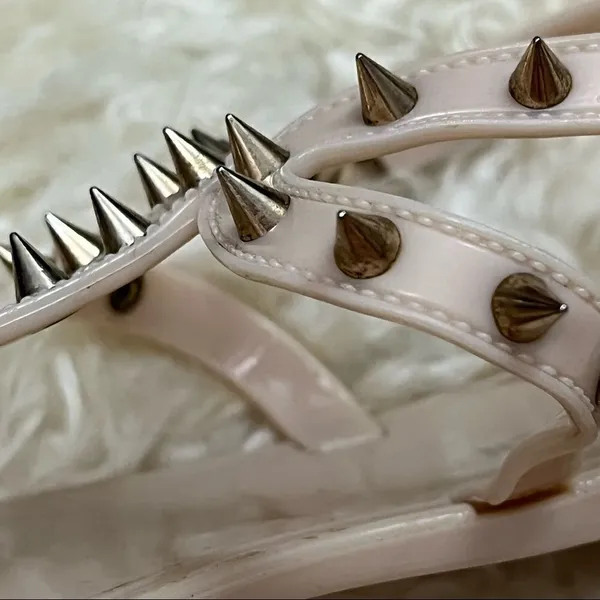 Steve Madden Nude Spiked Jelly Style Sandals 39/8.5 - Image 3