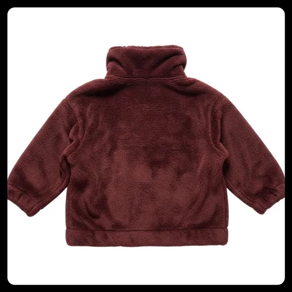 Old Navy Fleece Jacket Women Small Burgundy Teddy Full Zip Mock Neck Outerwear - Image 5