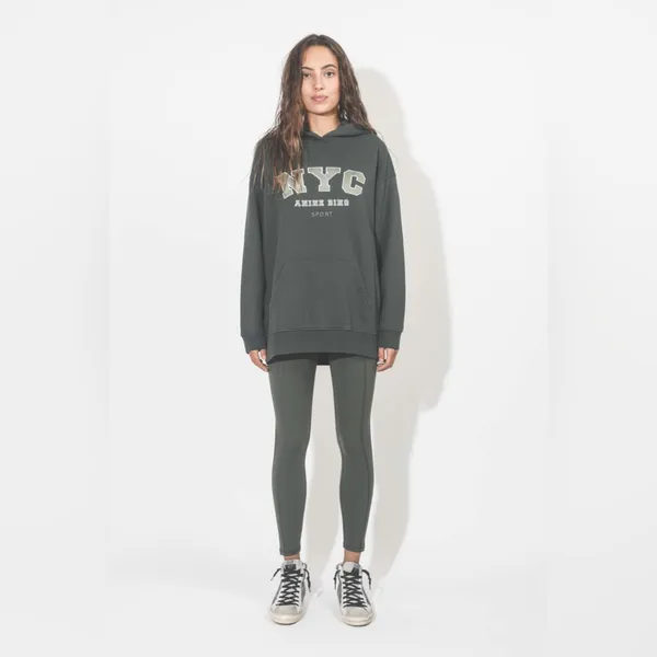 Anine Bing Vincent Hoodie NYC Charcoal Green - Image 2