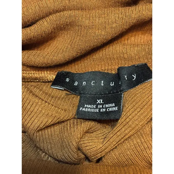 Sanctuary Pumpkin Ribbed Turtleneck Top Women’s XL Soft Stretch Minimalist - Image 3