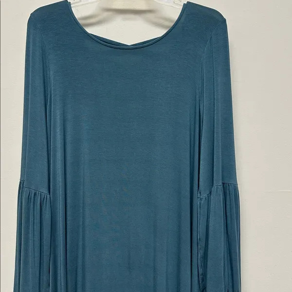 American Eagle Dark Teal Green Long Sleeve Criss Cross Back swing dress size XL - Image 15