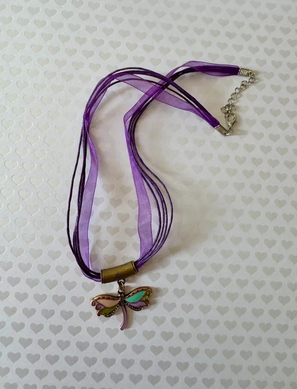 Dragonfly Necklace (733) Purple - Image 3