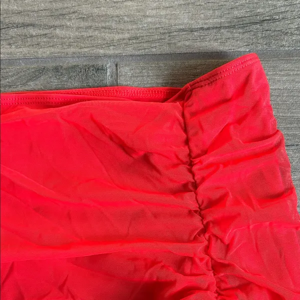Elegant Red Ruched Women's Top - Image 3
