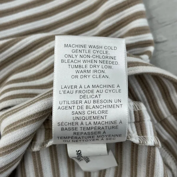 Banana Republic Brown White Striped Midi Dress 10 Sheath Career Workwear Chic - Image 7