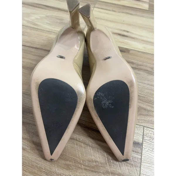 Tony Bianco Pumps Womens‎ Size 6 Beige Patent Leather Pointed Toe Block Heels - Image 10
