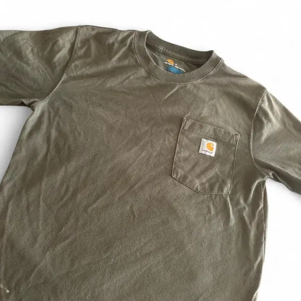 Carhartt Relaxed Fit Olive Green Pocket T-Shirt Small - Image 5