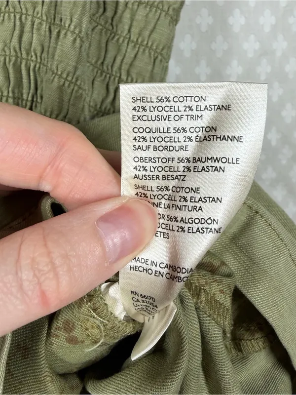 Anthropologie Pilcro Olive Green Smocked Pocket Romper - Image 4