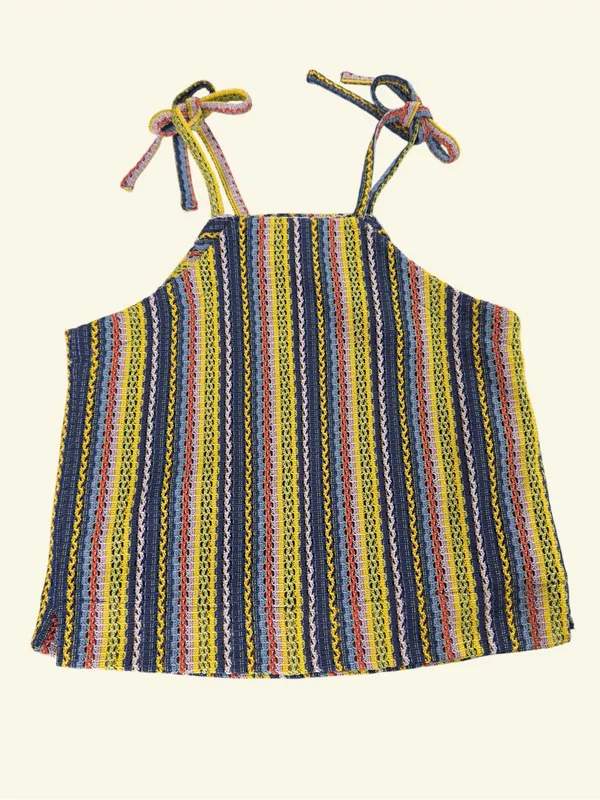 Madewell Texture & Thread Striped Tie Strap Tank Top Size Small Boho Crochet - Image 5