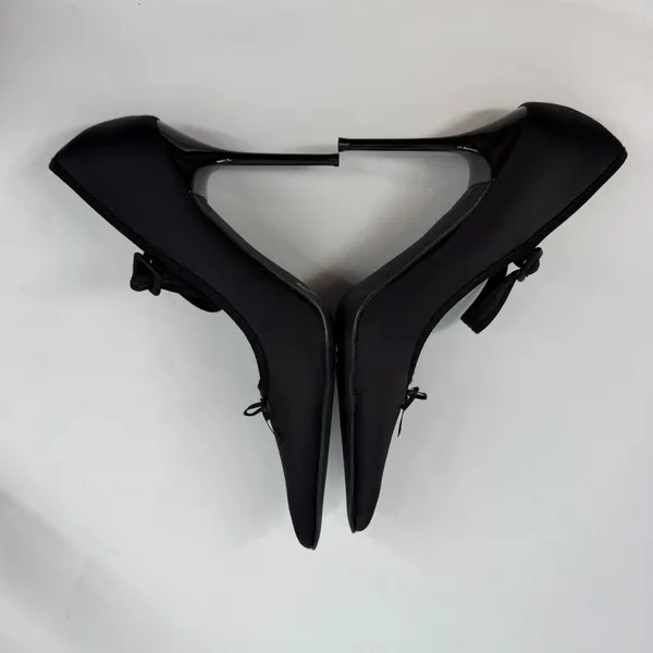 Sugar Thrillz‎ Black Satin Pointed Toe Mary Jane Stiletto Heels Size 9M - Image 4