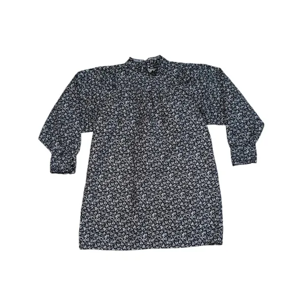 ZARA Printed Poplin Dress Long Sleeve Mini Mock Neck Womens Small Tunic TikTok - Image 3