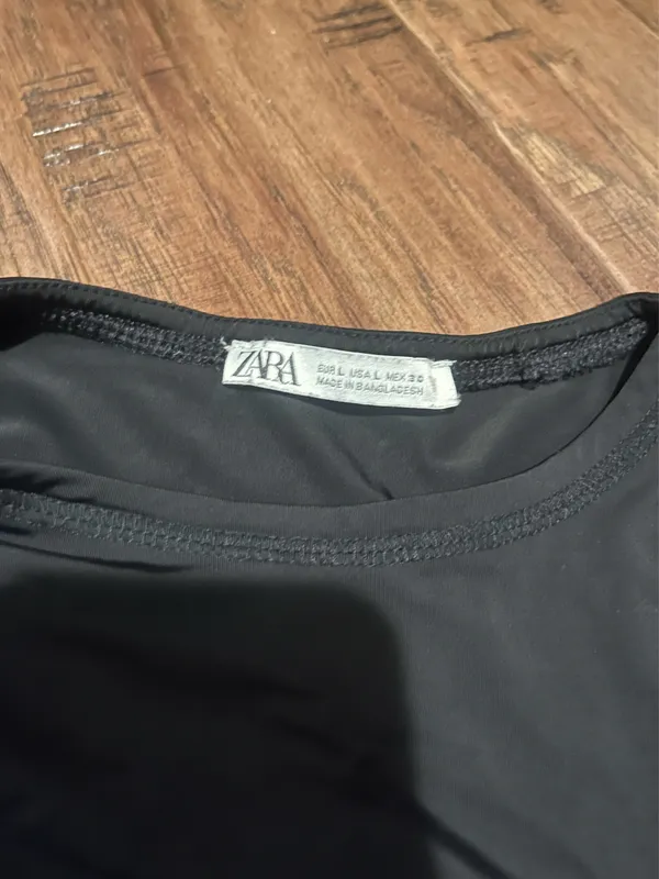 ZARA Long Sleeve Black Top - Image 2