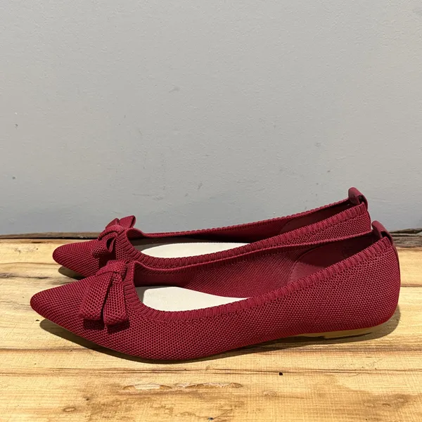 Ruby Red Tahari Ballet Slippers Flats Bow Detail Athens Size 9 A27‎ - Image 3