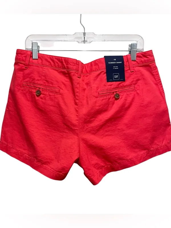 Gap Summer Shorts Coral Pink Mid Rise 3 Inch Chino Women Size 10 NWT - Image 6