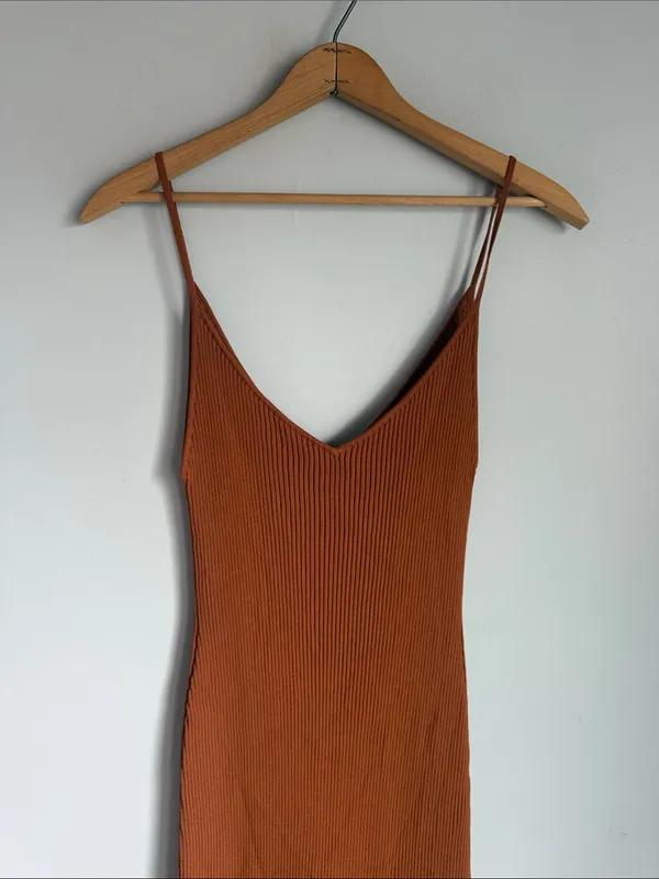 STAUD Pleasanton Crochet Trimmed Ribbed-Knit Cotton Midi Dress XL - Image 6