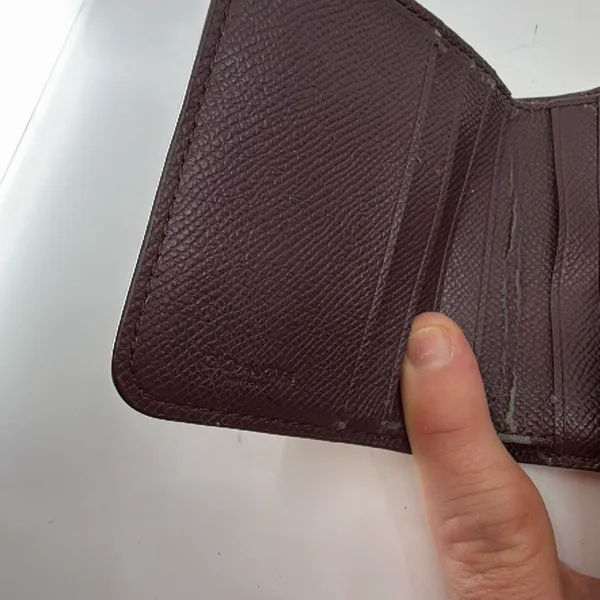 Coach Signature C Brown Beige Patent Leather Wallet - Image 7