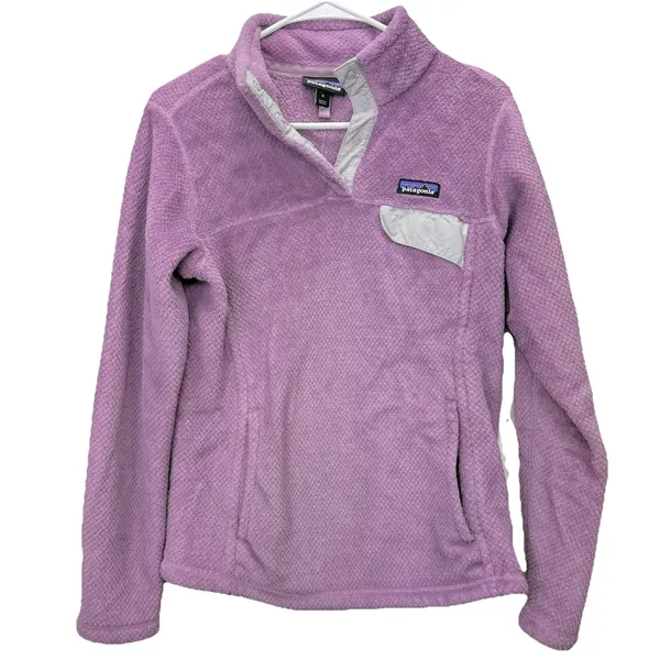 Patagonia Re Tool Verbena Purple Snap Pullover Fleece Fuzzy‎ Jacket Size MEDIUM - Image 2