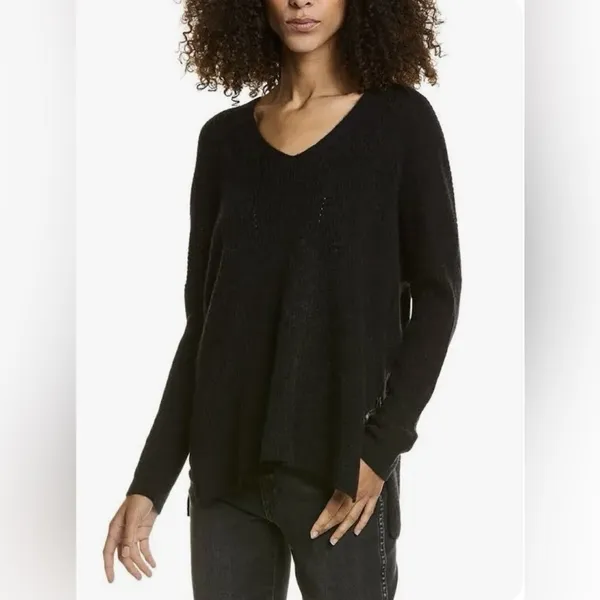 All‎ Saints Rhoda V Neck Sweater Alpaca Wool Blend Black Size small - Image 2