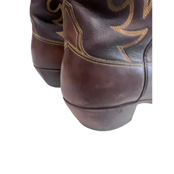 Vintage Lucchese Men’s 12 Espresso Smooth Leather Western Boots Round Toe USA - Image 9