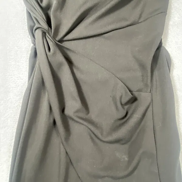 Bershka Black Asymmetric Dress Small Midi Elegant Cut Out Whimsy‎ Goth Sexy - Image 5