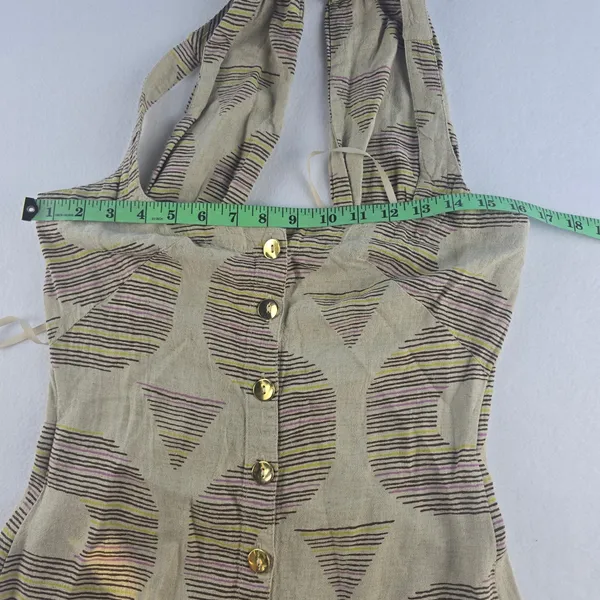 Anthropologie NWT Celandine Linen Halter Button-Front Maxi Dress‎ Beige XS - Image 10