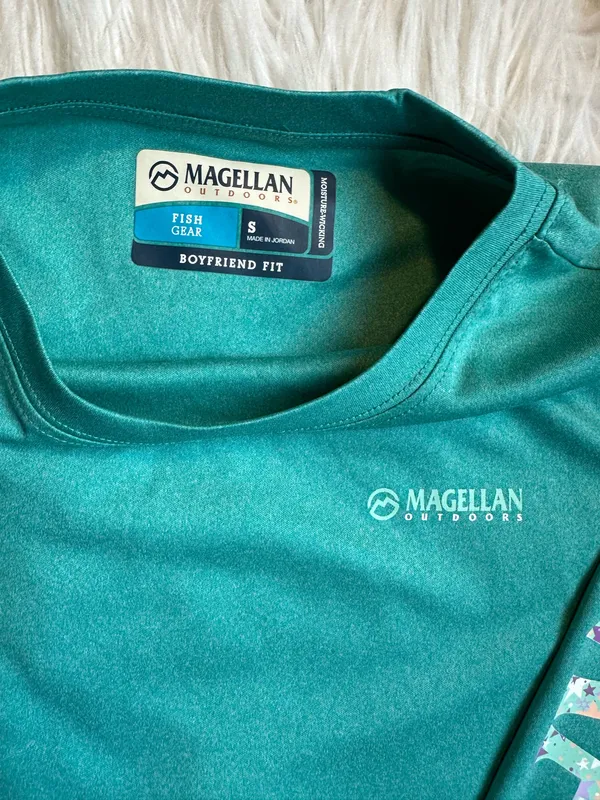 Magellan Outdoors Fish Gear Women's Size S Boyfriend Fit Teal Moisture Wicking Logo Shirt - Image 6